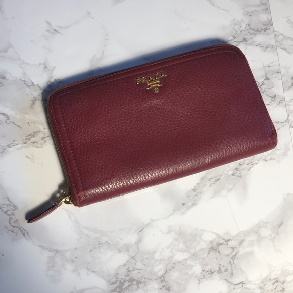 Prada | Bags | Authentic Prada Saffiano Wallet In Red | Poshmark